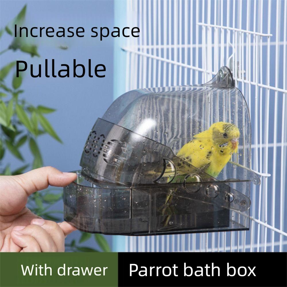 Drawer Style Bird Shower Box Wall Mount Bird Bath Box Practical Parakeet Bathing Tub  Pet Cage