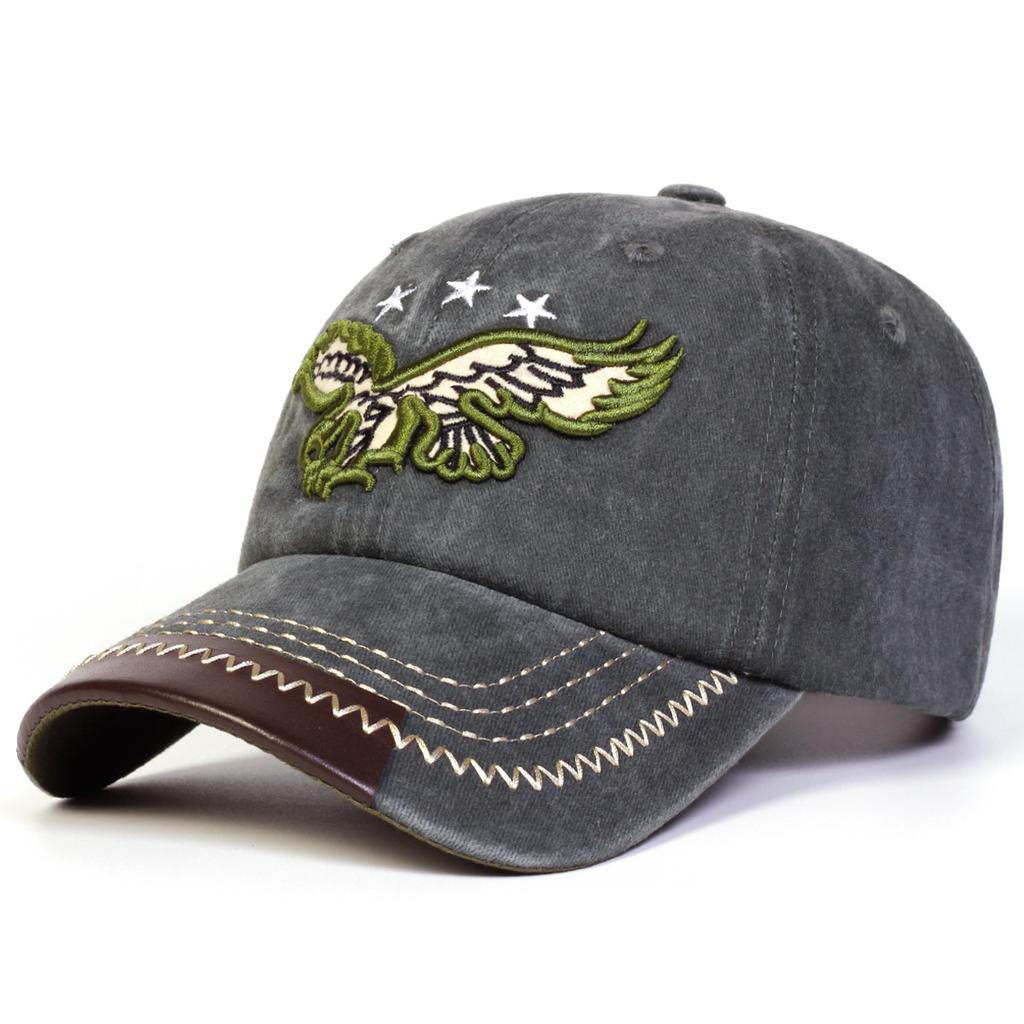1pc Eagle Pentagram Embroidery Wash Baseball Caps for Men,Spring and Summer Outdoor Adjustable Casual Driver Hats Sunscreen Hat