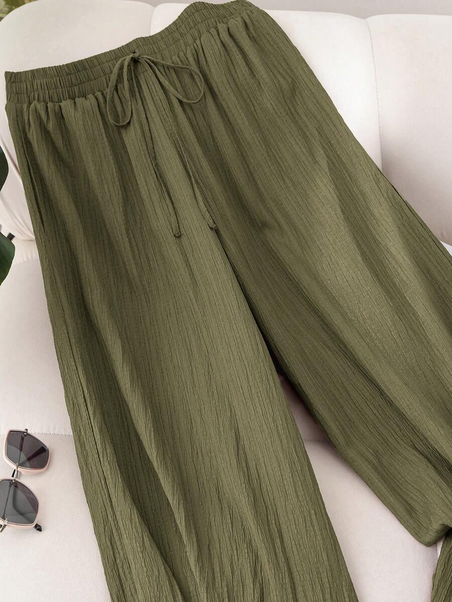 Women s 2026 Summer Casual Elastic Waist Wide Leg Cotton Pants 5XL