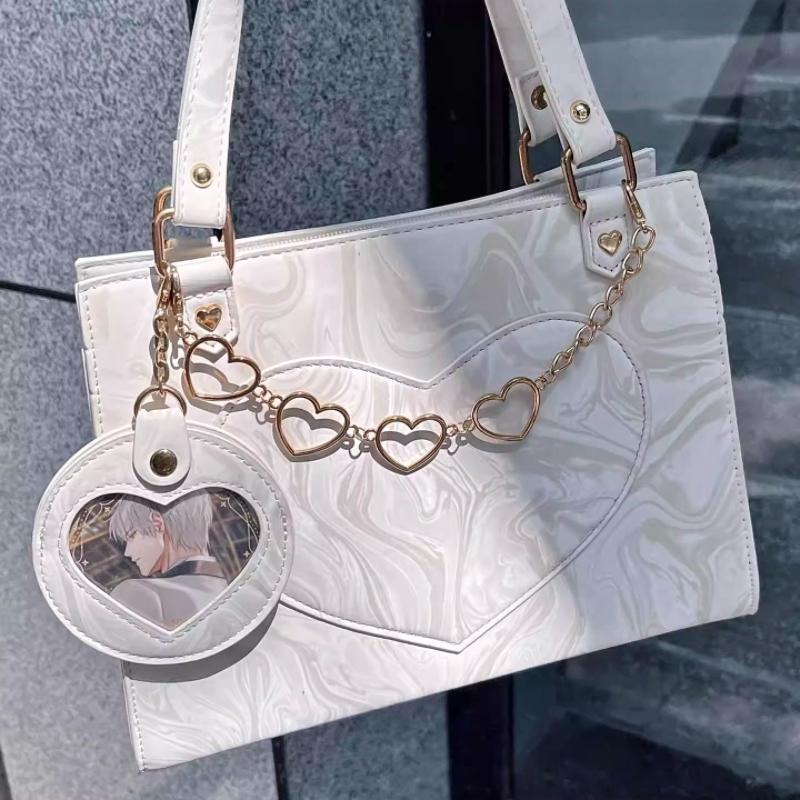 Y2k Women Vintage Ita Shoulder Bag Lolita Girl Transparent Pocket Fashion Aesthetic Crossbody Bags Cute Bow DIY Display Handbags