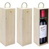 25-26 Wooden Wine Box,3 Pack Single Gift Box With Handle For Holiday, Birthday Party,13.87 X 3.87 X 4 Inches