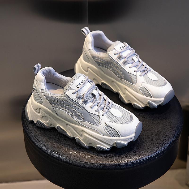 

Spring 2025 dad shoes women s Korean version casual sports shoes children s platform round head leather women s shoes trendy fashion casual 40