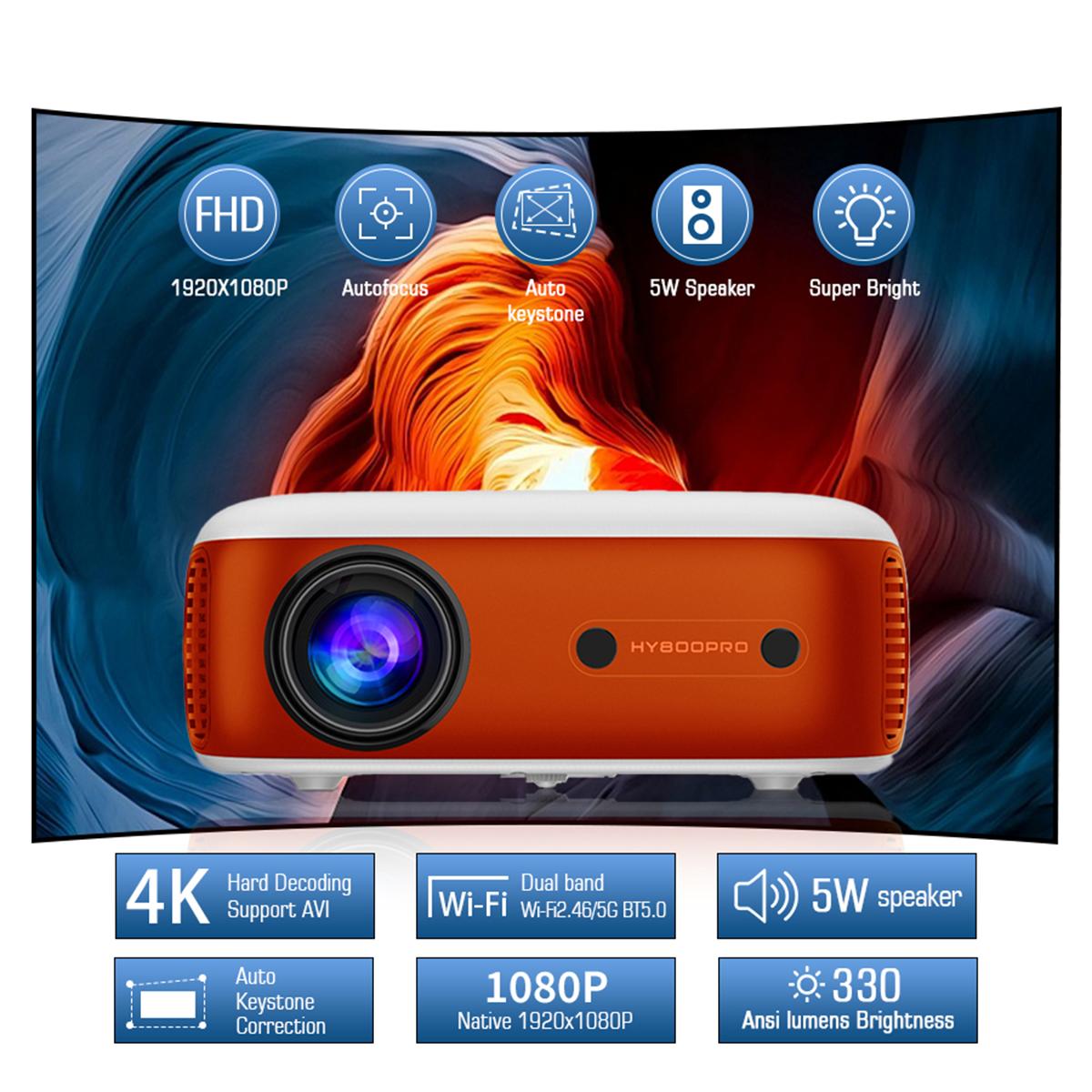 

HY800 PRO Netflix официально лицензированный Android 13 проектор с 1080P 500ANSI Prime Video YouTube WIFi BT5.2 портативный UK Plug