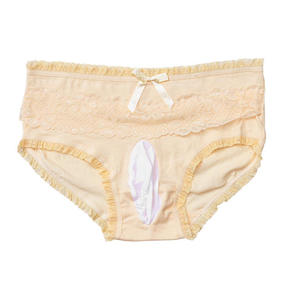 Qinghe Men's Egg-wrapped Briefs, Sexy Lace-edged Bows, Cute Shorts, Dummy Women's Boss Men's Underwear