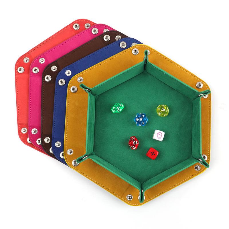 Hexagonal Velvet Foldable Dice Storage Tray