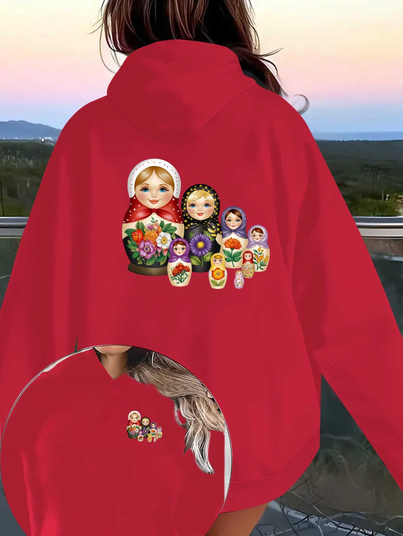 

Иллюстрация русских матрешек женские худи L красный