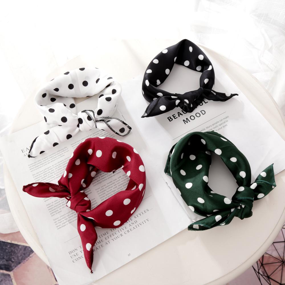 New Fashion Dots Silk Square Scarf Women 50cm Neck Head Scarfs Office Lady Hair Kerchief Shawl Head Tie Handkerchief