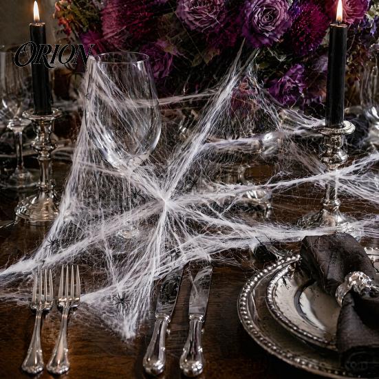 Stretchy Fake Spiderwebs for Party Spider Web Halloween Decoration, Super Large Cobweb Prop Accessories with 2 Spiders Indoor Outdoor Decor