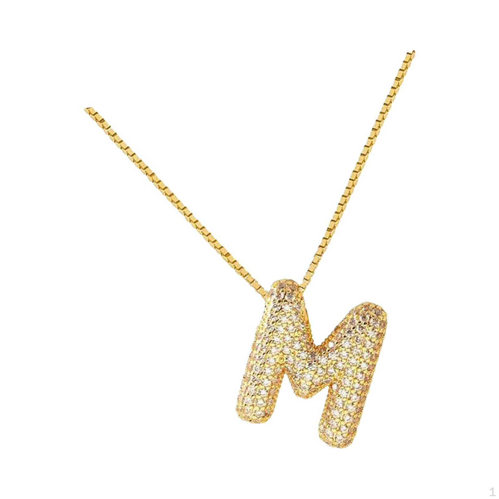 

Ожерелье с подвеской в виде пузырчатой буквы на день рождения, модное украшение в виде стразов для нее и него, подвеска с буквами алфавита M