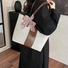2025 New Trend Fashion Versatile Silk Scarf Commuter Contrast Color Large Capacity Women's Shoulder Bag Tote Bag