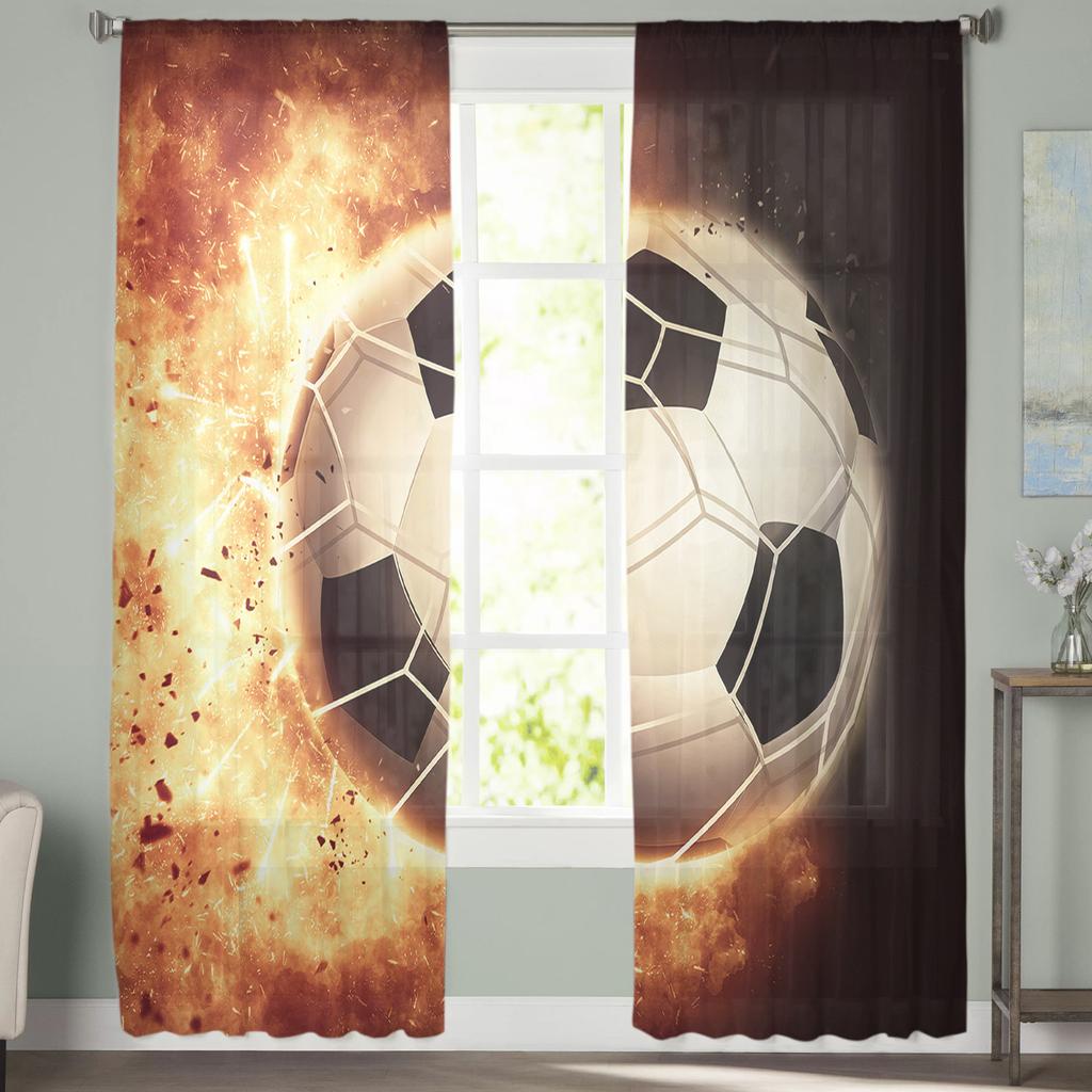 Flame Football Shooting Sport Athletics Tulle Curtain Voile Transparent for Bedroom Living Room Kitchen Sheer Window Curtains