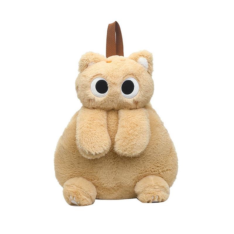 Kawaii Big Eyes Cat Plush Backpack Cute Large-Capacity Stuffed Animals Bags Girls Soft Toy Gifts