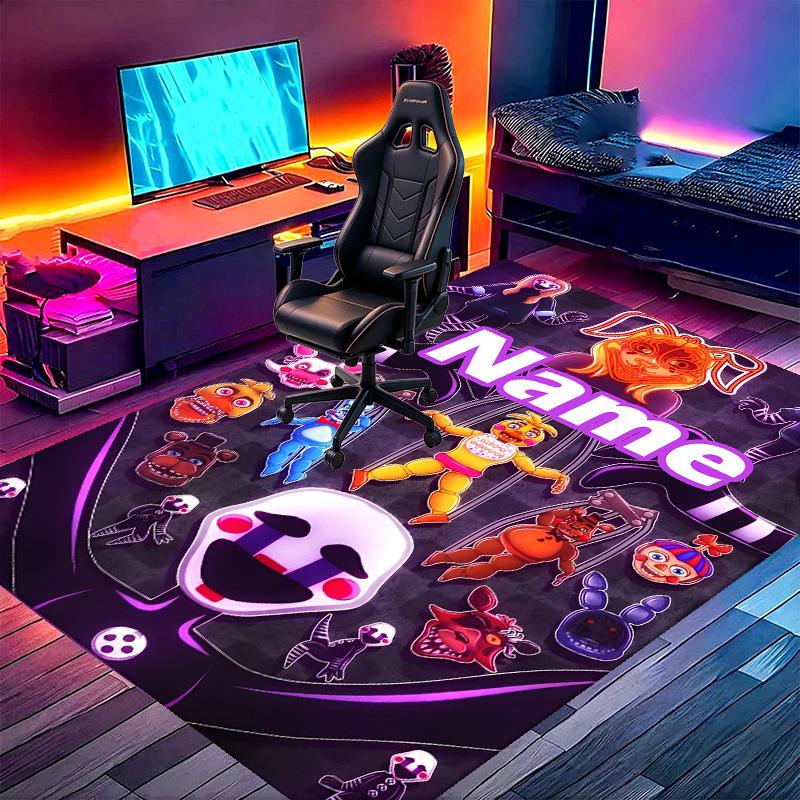 Custom Name Personalized Five Nights at Freddy's Print Carpet, Versatile Home Decor Rug, for Playroom, Apartment, Balcony, Entryway, Hallway Gift