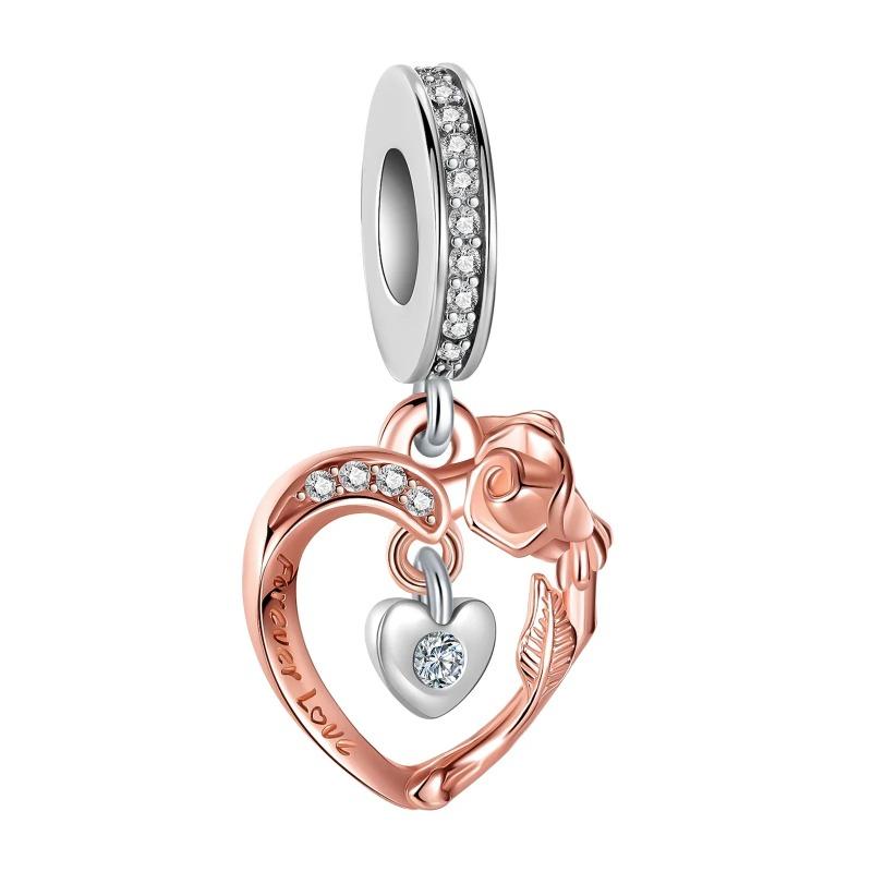 925 Silver Heart Mum Dangle Dream Catcher Charm DIY Jewelry For Women Original Bracelet Beads