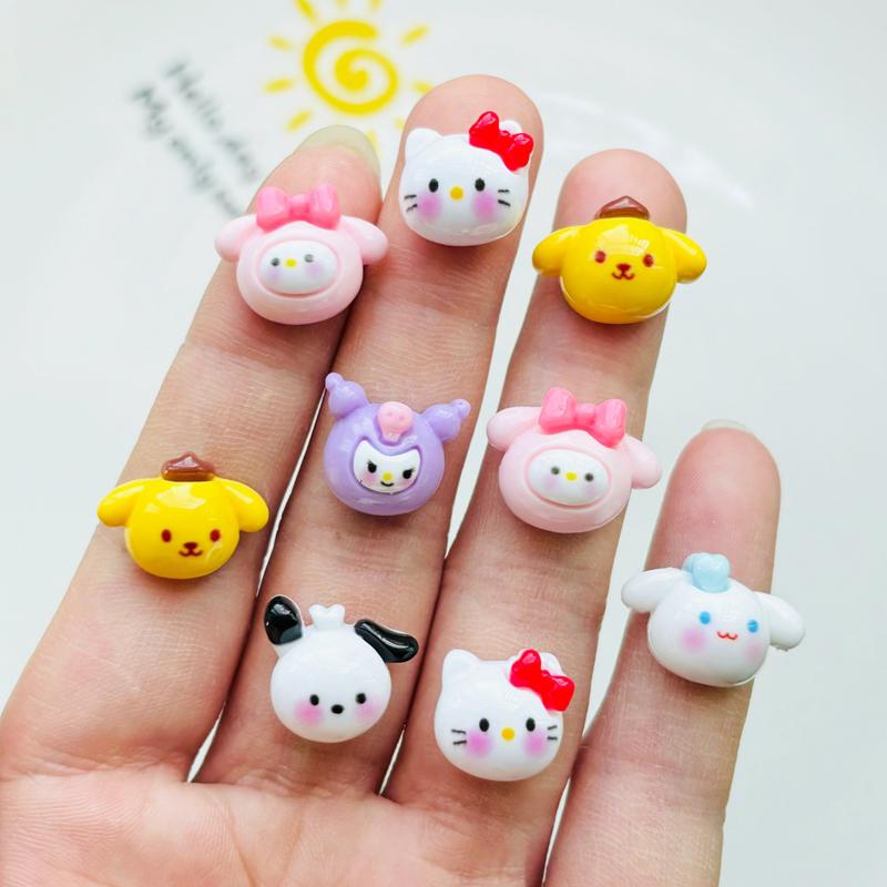 20 Pcs New Kawaii Cartoon Kitten, Puppy, Rabbit Resin Flat Back Scrapbook Figurine Diy Bow Decor Accessories Crafts A14