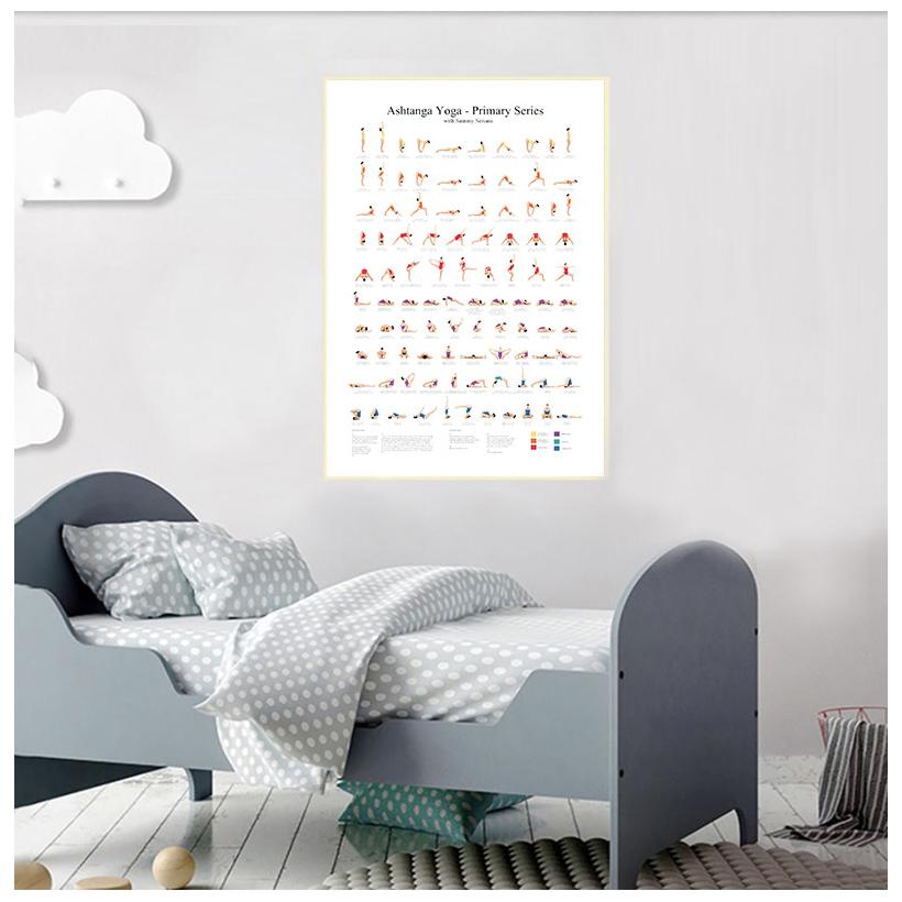 Ashtanga Primary Series Plakát Jóga Umělecké obrazy na plátně Jóga Room Nástěnná dekorace Dívky Fitness Dárky Tělocvična Obraz Dekorace Bez rámu