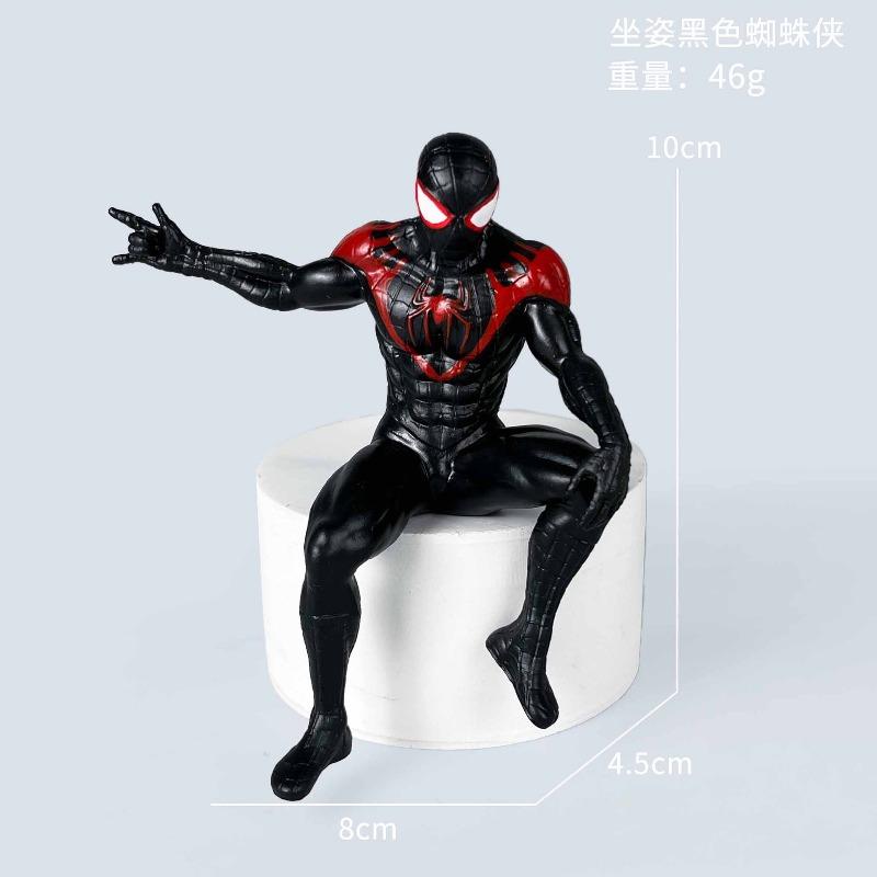 Marvel Spider‑Man Anime Figure Superhero PVC Doll Car Dashboard Center Console Ornament Sitting Spiderman Model Auto Interior Collectible Gift for Fan