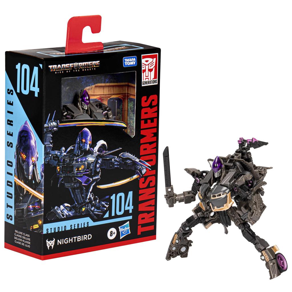 Transformers Toys Studio Series Deluxe Transformers Rise of the Beasts 104 Nightbird Action Ages 8 and F7239 4.5-inch Figure, Up,