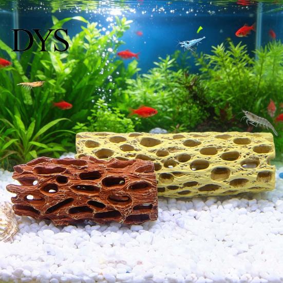 Aquarium Shrimp Cave Cave, Artificial Tree Trunk Hide, Fish Tank Natural Wood Texture Ornament Hideout, Realistic for Betta Hiding And Resting