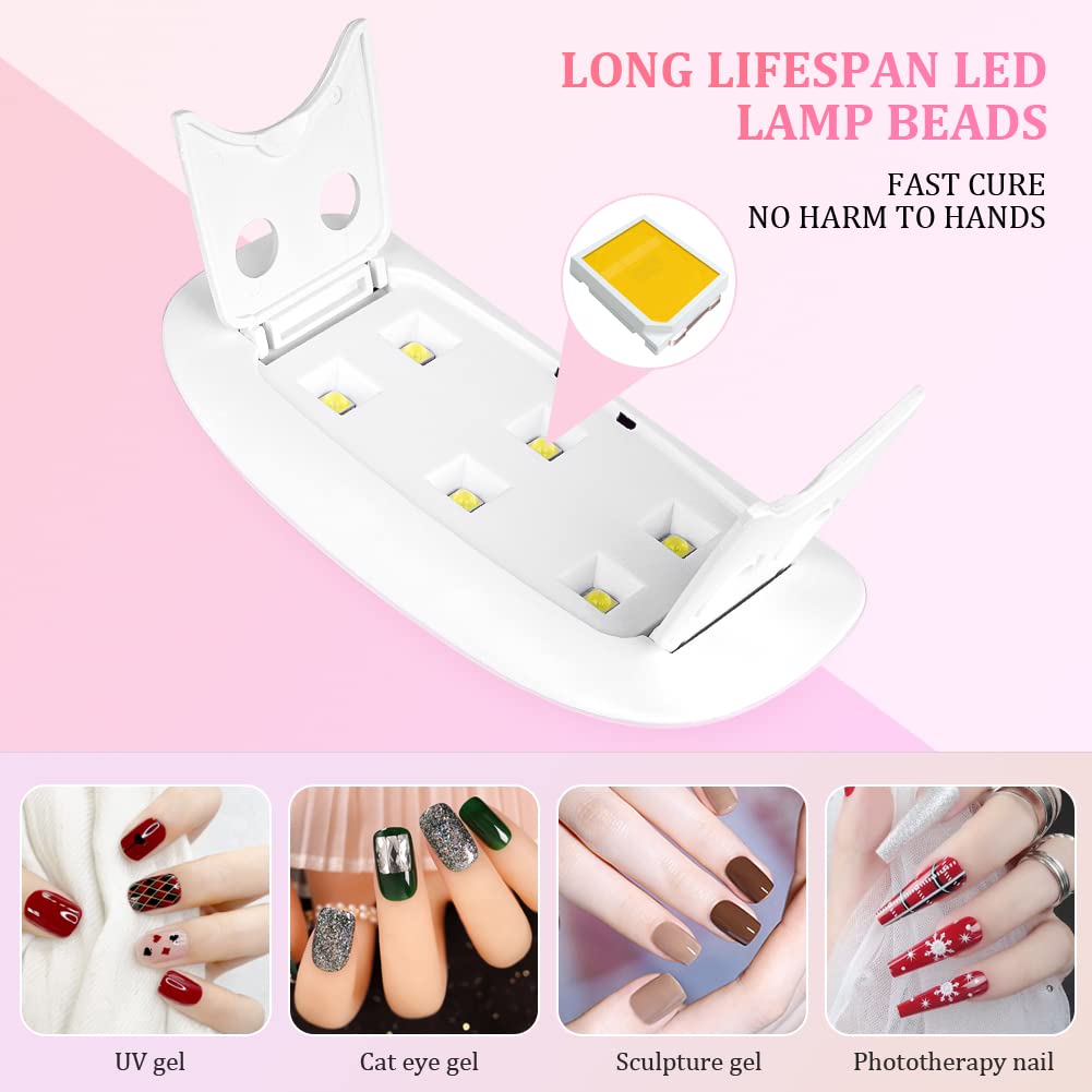 Lampă Manichiură 6 LED UV Lampă Profesională de Uscare Portabilă Mini Lampă Gel Unghii Uz Casnic Lampă Unghii Instrument Accesoriu Nail Art cu USB