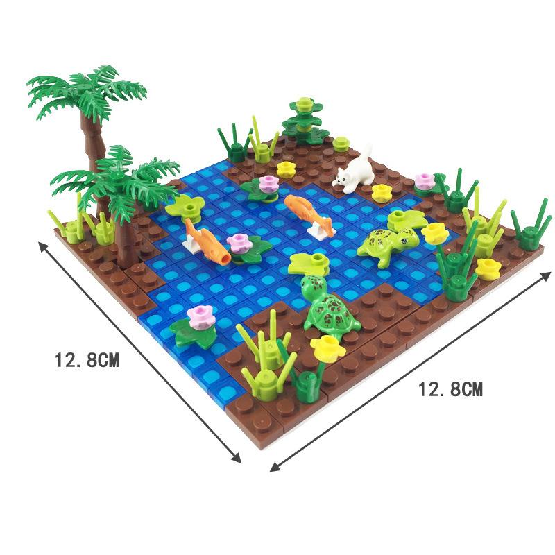 Moc Natural Scenery Scene Animals Turtle / Flamingo Diy Small Particle Building Blocks - Diy Assembly Creative Toy Gift