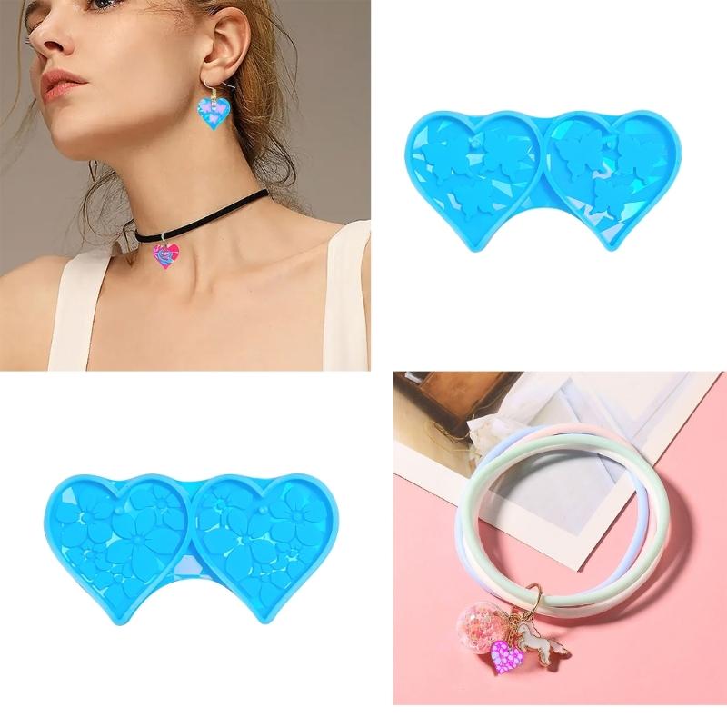 Molde Colgante para Pendientes Molde de Silicona Holográfico Molde para Pendientes en Forma de Corazón para Entusiastas del Bricolaje Molde para Manualidades
