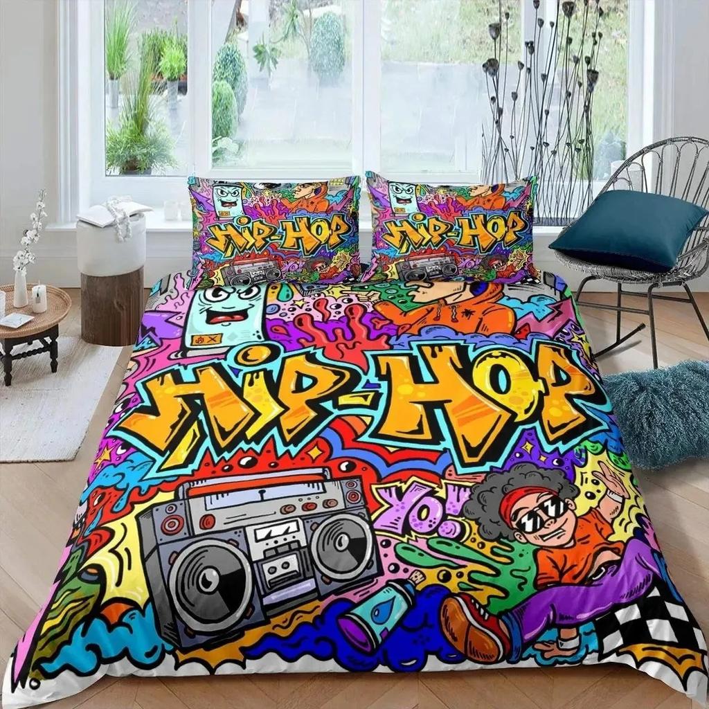 Rock Music King Queen Duvet Cover Electric Guitar Punk Style Bedding Set Youth Fashion Hip Hop Polyester Comforter Cover