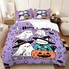 3-piece Halloween themed purple cute ghost pumpkin pattern duvet cover set 1 duvet cover+2 pillowcases coreless