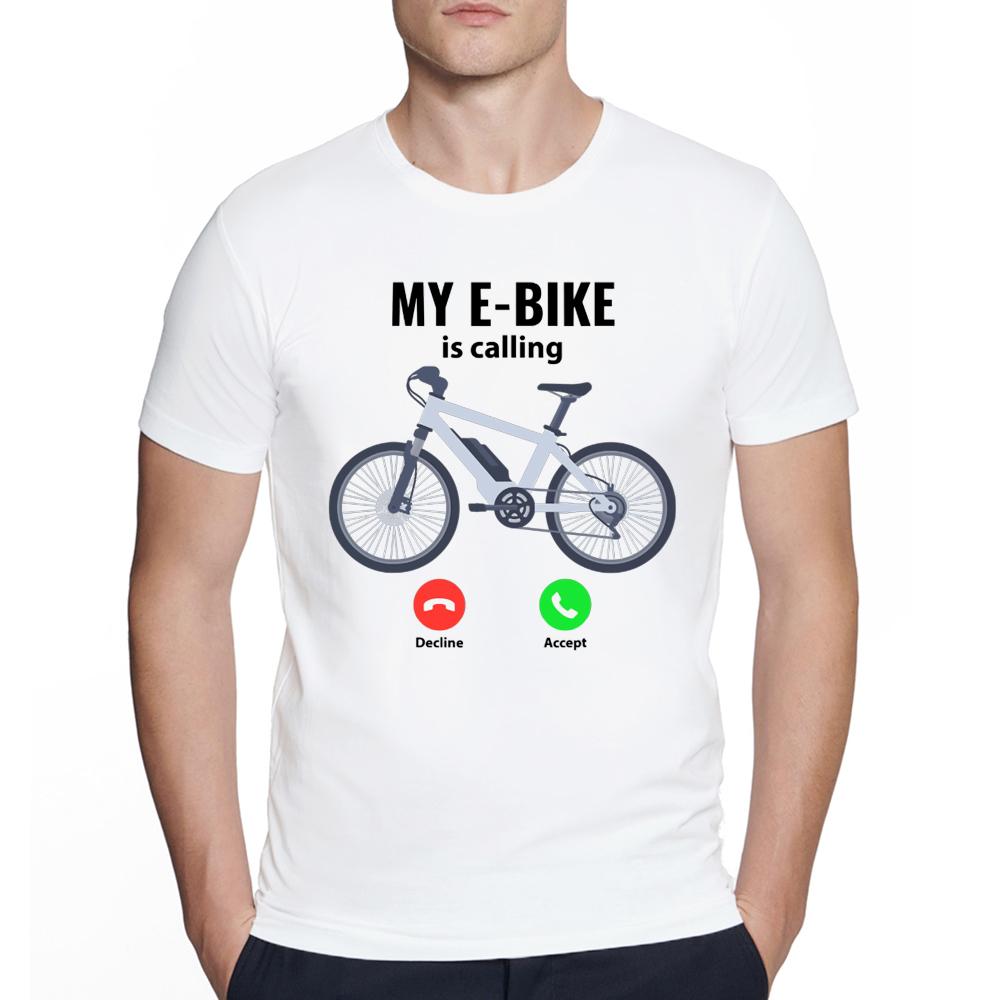 

Men s Creative MY Bike is calling funny Bicycle Mountain Biking Print T SHIRT Hipster O-neck Design Tops Cool streetwear Tee S