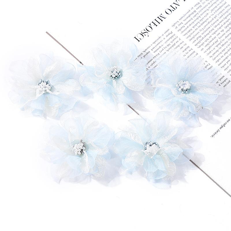 5Pcs Artificial Flowers Heads Chiffon Yarn Fake Flowers For Home Decor Marriage Wedding Decoration Craft Garland Gift Accessory