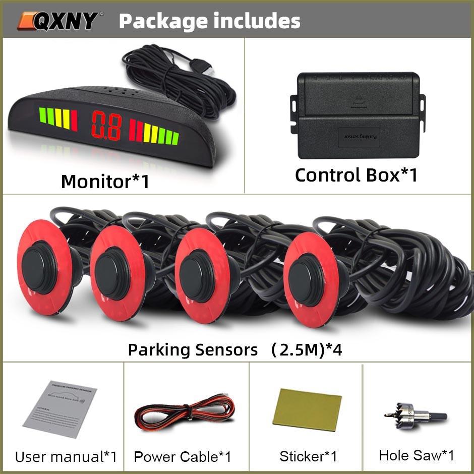 4 Parking Sensor Kit Rear Backup Radar Parktronic System Reverse Assist Distance Detection Vehicle Buzzer Voice Alarm Original