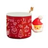 Creative Christmas Graffiti Ceramic Water Cup Santa Claus Mug with Spoon High Looking Christmas Gift Souvenir