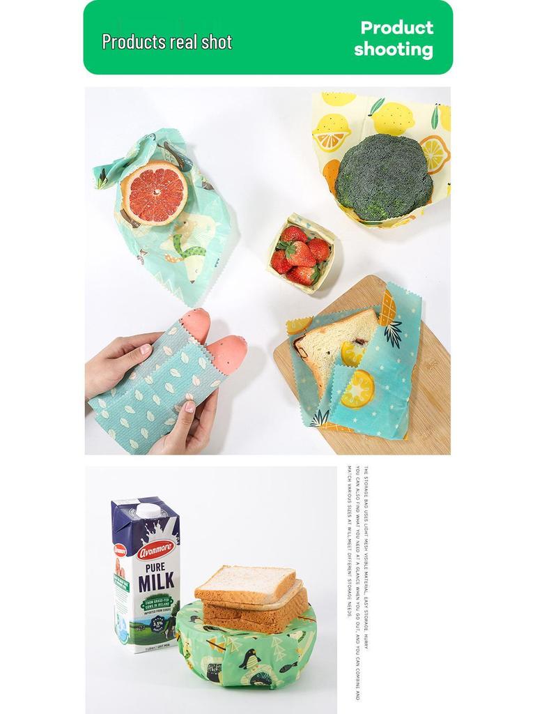 Nien Degradable Beeswax Wraps - 3-Piece Food-Grade Preservation Set