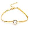 Elegant European & American Heart Necklace & Bracelet Set for Women, 18K Gold-Plated Titanium Steel with Gemstones, Non-Fading