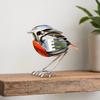 2 Stück Schrottmetall-Kunstskulpturen, Handgefertigte Metallskulptur mit roter Brust, Rostfreie Vintage-Industriekunst für Garten, Hof, Schreibtisch-Dekoration, Einzigartiges Geschenk für