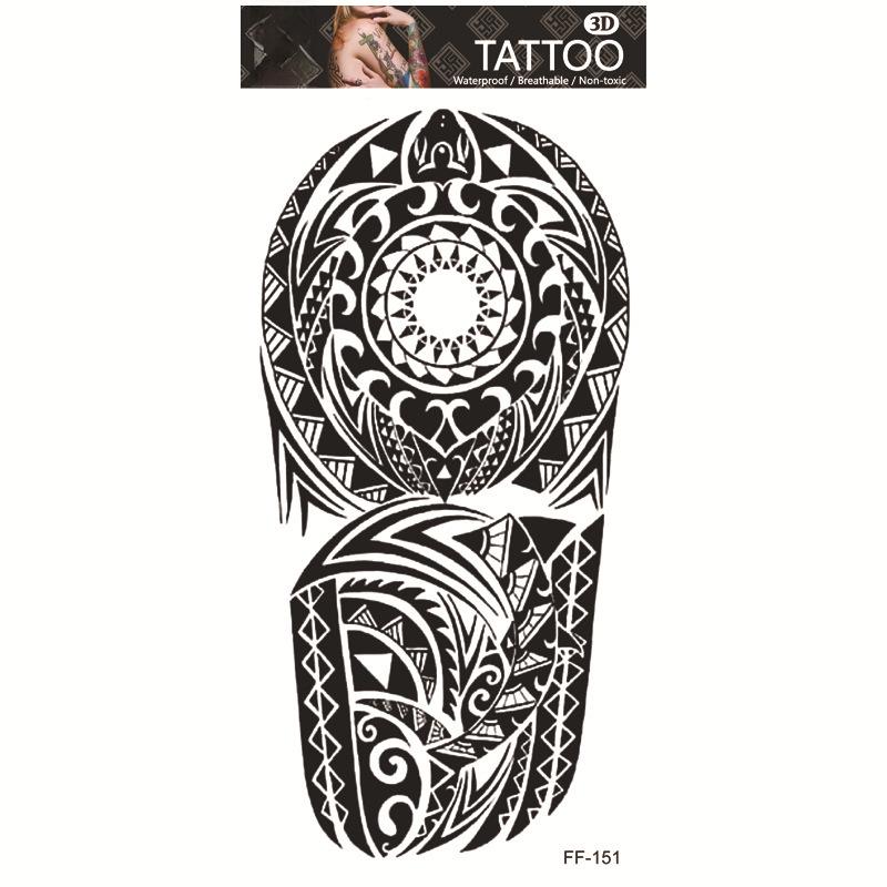 Yuanhua Waterproof Wolf Head Totem & Arabic Text Tattoo Stickers