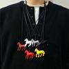 Versatile Long Pendant Necklace Featuring Horse Design In Vibrant Acrylic On Soft Leather Rope for Various Outfits