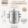 304 Stainless Steel 3-Layer Steamer Pot