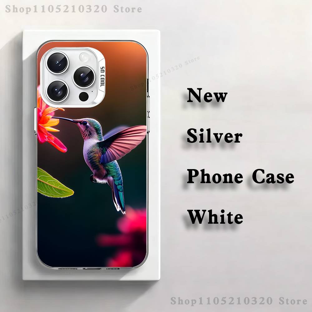 Animals Hummingbirds Phone Case For iPhone 17,16,15,14,13,12,11,Pro,Max,Plus,Mini,XS,SE Anti Fall White Matte Hard Bumper