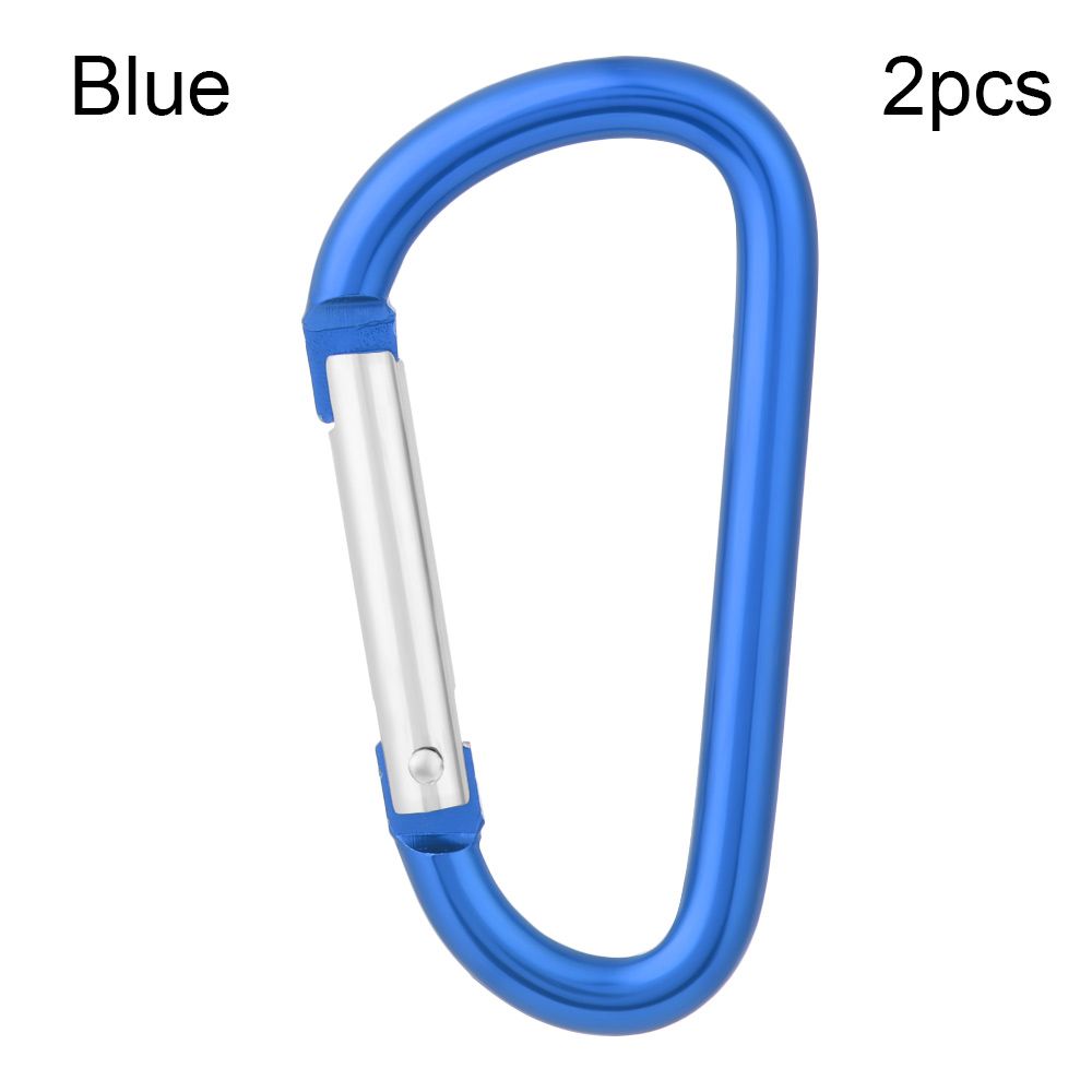 New Safety Equipment Camping Hiking Hook Alloy Carabiner Buckle Keychain Climbing Button 2pcs синий