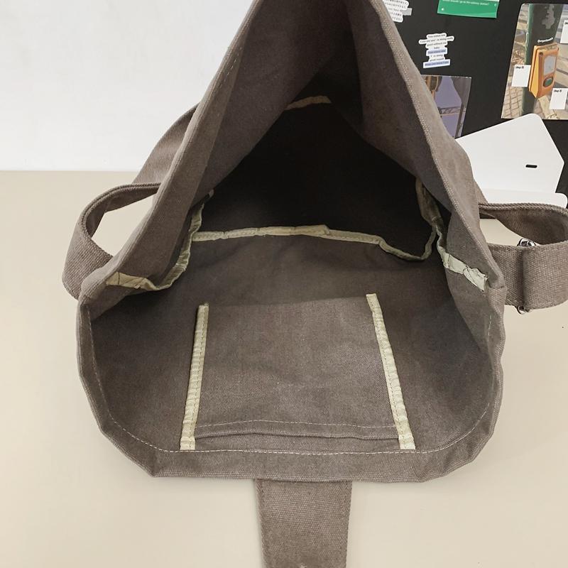 Student Messenger Bag Solid Color Crossbody Bag Men Canvas Bag Women's Large Capacity Commuter Shoulder Bag