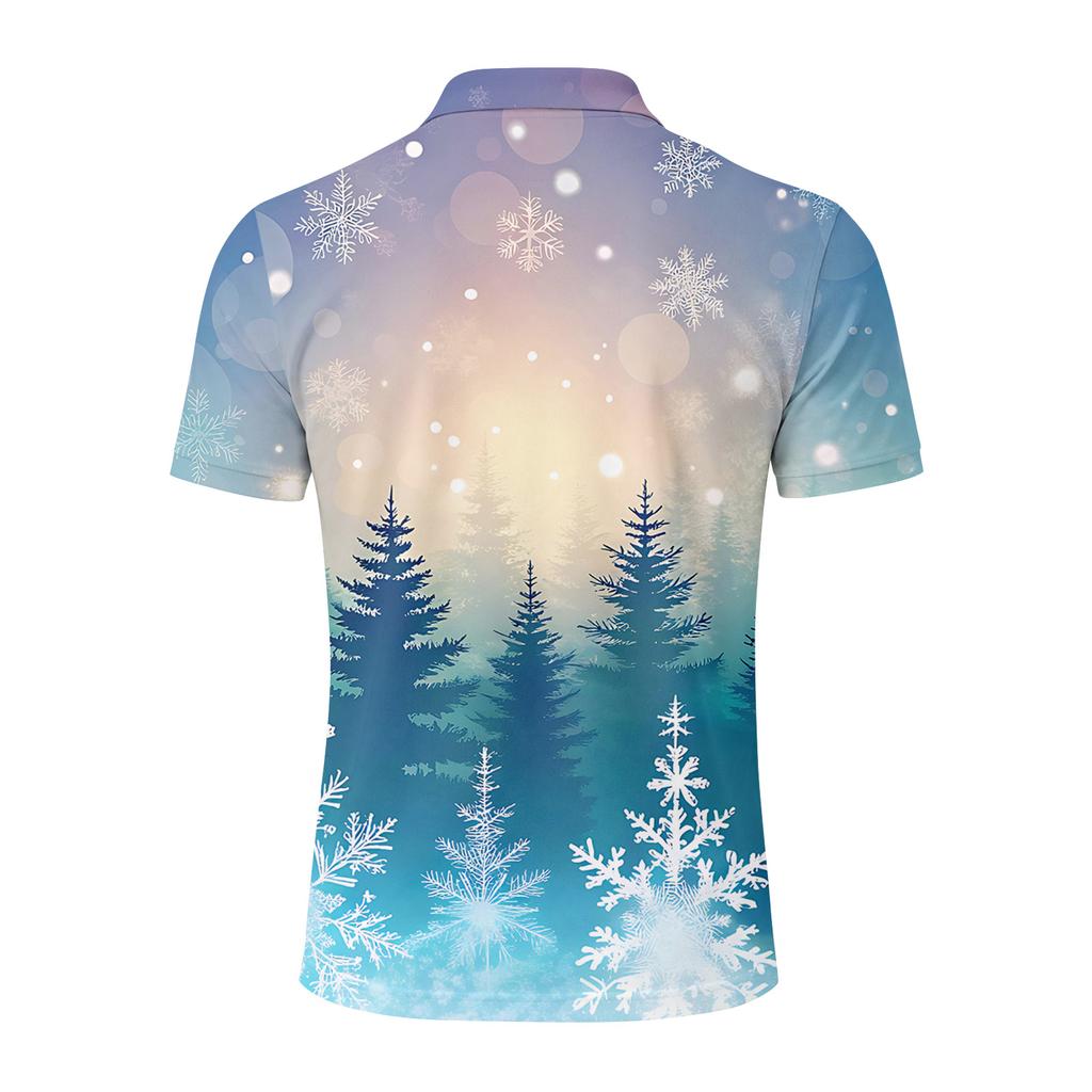 Men's Casual Short Sleeve Shirt with Christmas Print and Loose Fit for Holiday