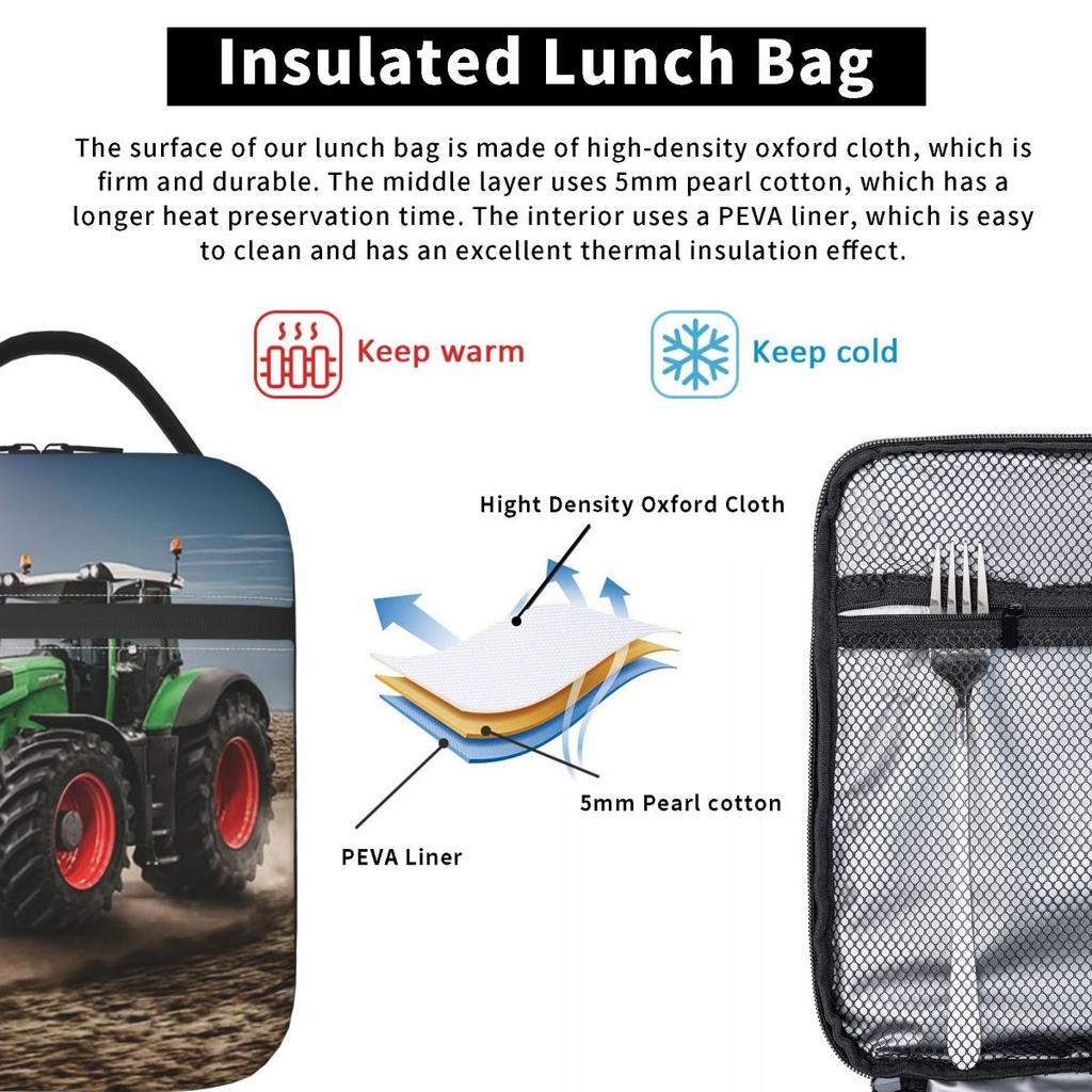Fendt Traktor Isolierte Lunchtasche für Kinder Schul-Kühltasche Thermische Lebensmittelbox Tragbare Lunchboxen Behälter