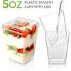 50 Pack 5 oz Plastic Dessert Cups With Lids and Spoons, Yogurt Parfait Appetizer Cups for Party, Mini Dessert Shooters for Pudding and Fruit