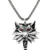 Men's Stainless Steel Red-Eyed Wolf Head Pendant
