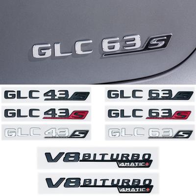 För Mercedes Benz Silver Svart X253 C253 GLC43 GLC63 GLC63s GLC 63 S AMG Emblem V8 BITURBO 4MATIC 4MATIC+ Emblem Märken