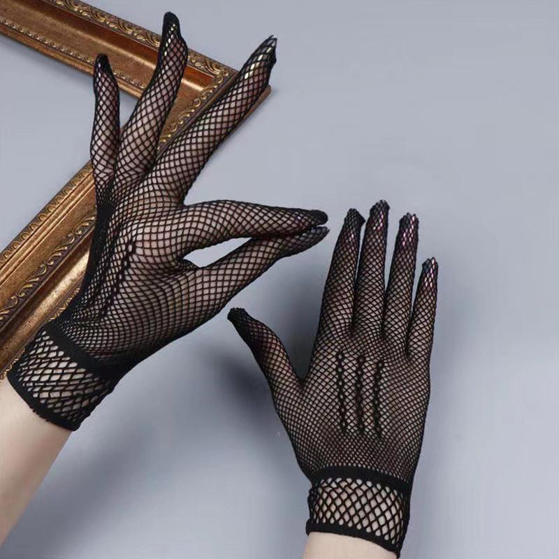 1 Pair  Sale Fishnet Mesh Glove  Women Lady Girl Glove Protection Lace Elegant Lady Style Gloves Black And White