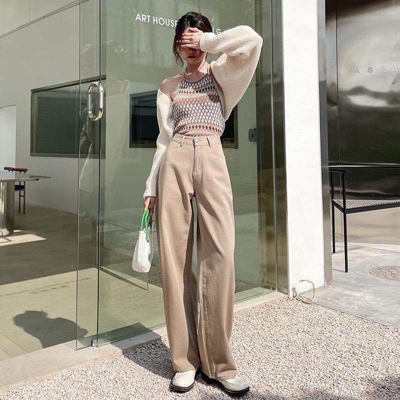 

Розовые широкие джинсы для женщин, прямые, свободные, летние, тонкие, с высокой талией, узкие и удлиненные, цветные, драпированные, в пол брюки S