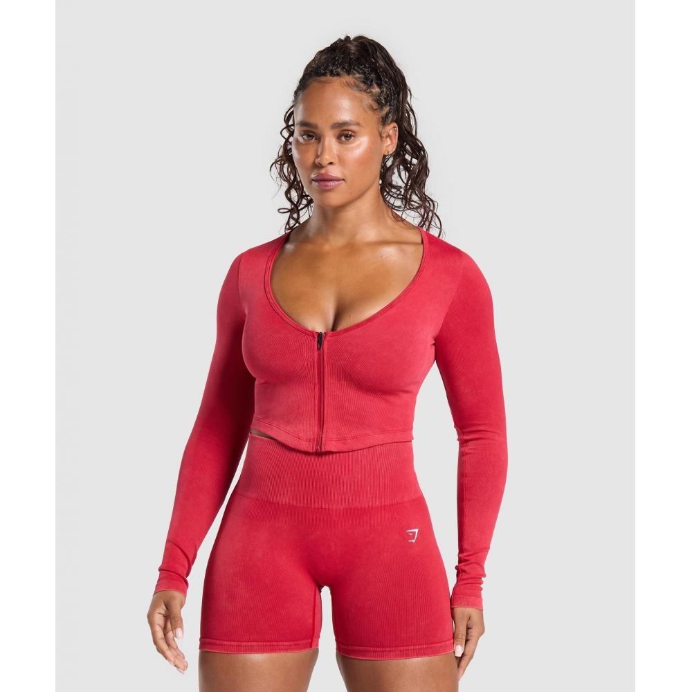 

Gymshark Бесшовная куртка Gains Washed на молнии Carmine Red B3c2d Rb2q XL