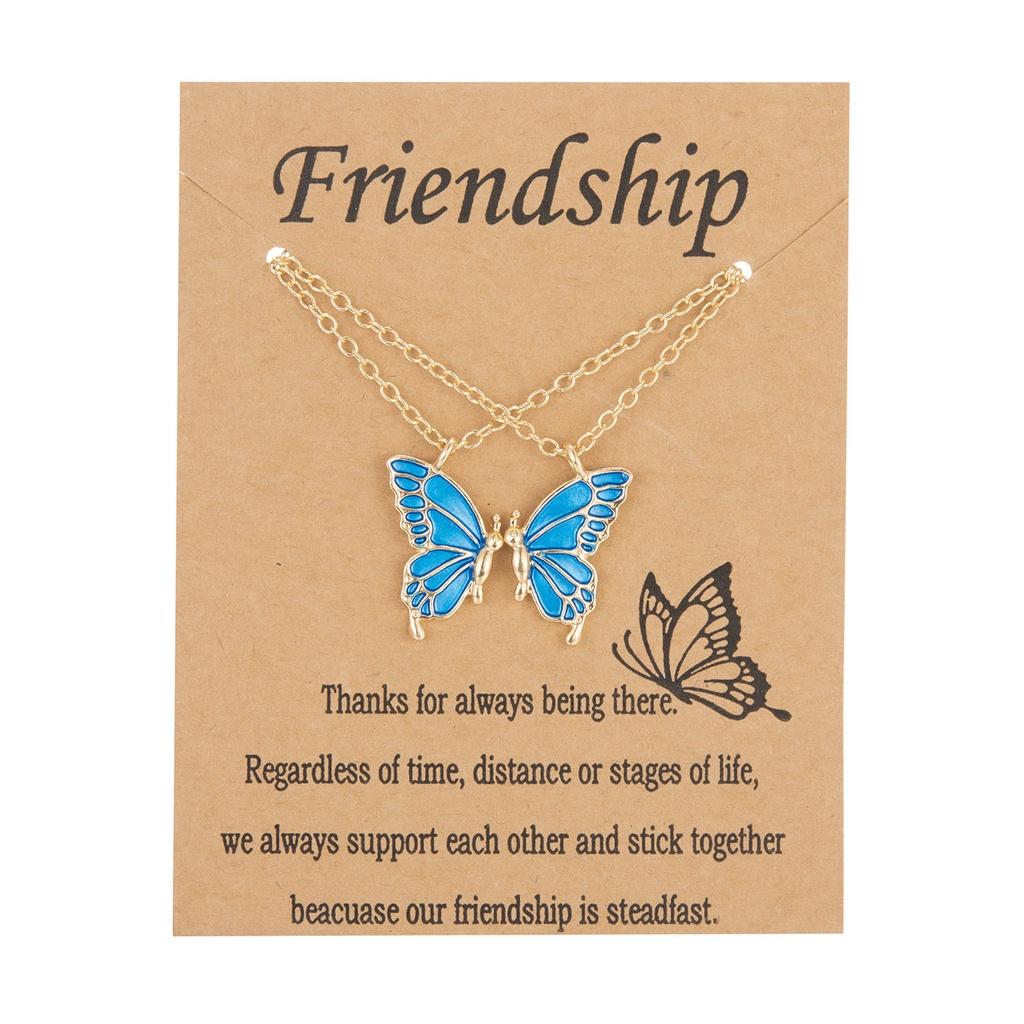 iF ME Simple Stacked Butterfly Pendant Necklace for Women Gold Chain Choker Jewelry Fashion Accessories
